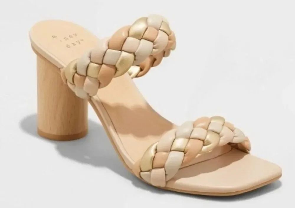 A New Day Women’s Basil Multi Braided Heels Sz 7 NEW
